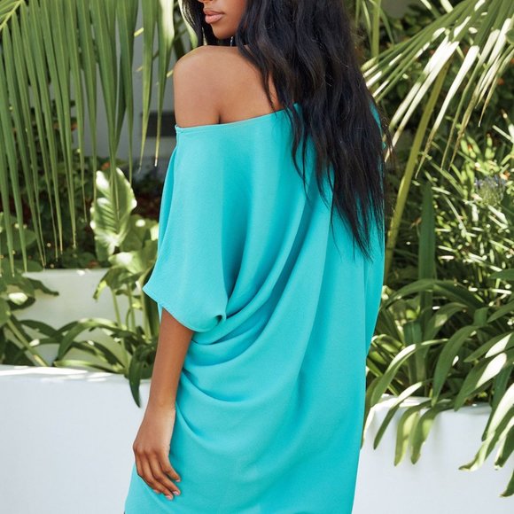 NWOT VICI POMONA OFF THE SHOULDER DRESS IN NEW MINT - Picture 2 of 3